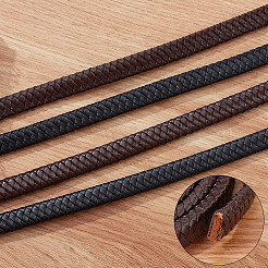 フラット編みレザーコード  ネックレス＆ブレスレット作りアクセサリー用  ココナッツブラウン  12x6mm&nbsp;WL-WH0003-09A