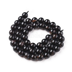 天然石ブラックトルマリンビーズ連売り  ラウンド  8mm  穴：0.8mm  約48個/連  15.3インチ（39 cm）&nbsp;G-F666-05-8mm