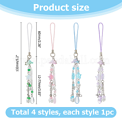 4Pcs Acrylic & Glass Mobile Straps&nbsp;HJEW-HS00026