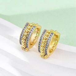 ブラスマイクロパヴェクリアキュービックジルコニアフープピアス  長持ちメッキ  鉛フリー＆カドミウムフリー  18KGP本金メッキ  17x18x6.5mm&nbsp;EJEW-H158-17B-GP