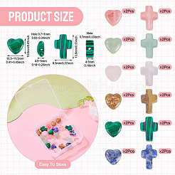 24Pcs 12 Styles Cherry Quartz Glass & Synthetic Malachite & Natural Blue Spot Jasper & Picture Jasper & Green Aventurine & Rose Quartz Beads&nbsp;G-TA0002-92