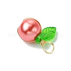 パールガラスパールラウンドペンダント  りんご  アクリルと銅線を使用  ミックスカラー  15.5x13x8mm  穴：4mm&nbsp;PALLOY-JF03386-01