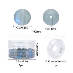 DIY 合成ムーンストーン ビーズ ストレッチ ブレスレット メイキング キット  弾性糸で  グレー  ビーズ：8mm  穴：1mm  100個/箱&nbsp;DIY-SC0012-84F
