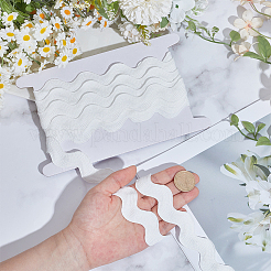 5ヤードのポリエステル製ウェーブフリンジトリムリボン  ウェーブベンディングレーストリム  衣類の縫製やアートクラフトの装飾に  厚紙ディスプレイカード1枚付き。  ホワイト  3/4~1-3/8インチ（20~34mm）&nbsp;OCOR-GF0005-89D