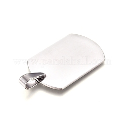 変色しにくい304ステンレススチールペンダント  空白タグのスタンプ  長方形  ステンレス鋼色  35x23x1.5mm  穴：10x4.5mm&nbsp;STAS-I135-34P
