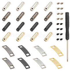 Rectangle Zinc Alloy Shoelace Charms & Cord Ends and Steel Slotted Screwdriver&nbsp;FIND-NB0005-75
