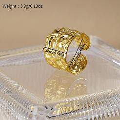 Vintage Irregular Hammered Wide Side Stainless Steel Open Cuff Rings for Women&nbsp;KS2771-1