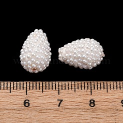 手作り樹脂粘土ビーズ  アブストイミテーションパール付き  ティアドロップ  ホワイト  14x10mm  穴：1.4mm&nbsp;LS-KK-F894-17