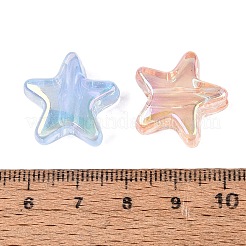 UVメッキ透明アクリルビーズ  虹色の  スター  ミックスカラー  19x20x9mm  穴：3.5~4mm&nbsp;OACR-Q204-07