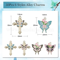 30Pcs 6 Styles Alloy Pendants&nbsp;ENAM-CJ0005-31
