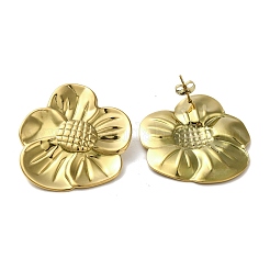 Ion Plating(IP) 304 Stainless Steel Flower Stud Earrings&nbsp;EJEW-I312-11G