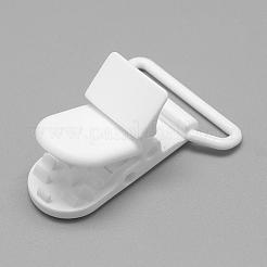 環境に優しいプラスチック製の赤ちゃんのおしゃぶりホルダークリップ  ホワイト  43x31x9mm  穴：4x26mm&nbsp;KY-R013-05
