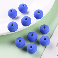 アクリルビーズ  ラバー加工スタイル  片穴  ラウンド  藤紫色  16mm  穴：3.5mm&nbsp;OACR-S039-05-86