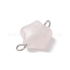 Natural Rose Quartz Connector Charms&nbsp;PALLOY-JF02734-02