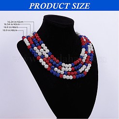 Polymer Clay Rhinestone Round Beaded Necklaces&nbsp;NJEW-SW00049-01