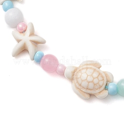 Ocean Synthetic Turquoise Starfish Turtle Braided Bead Anklets&nbsp;AJEW-AN00765