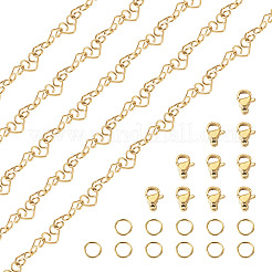 304ステンレススチールチェーンネックレスのDIYキット  18KGP本金メッキ  6x4.5x0.5mm  2 M&nbsp;DIY-TA0012-14
