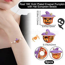 6Pcs Halloween Brass Enamel European Beads&nbsp;KK-BBC0015-40