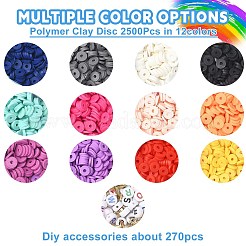 DIY ブレスレット ネックレス メイキング キット  ポリマークレイディスク、アクリルレター、天然シェルビーズを含む  プラスチック製のヒトデペンダント  合金の留め金  はさみ  ミックスカラー  2527個/箱&nbsp;DIY-YW0007-76