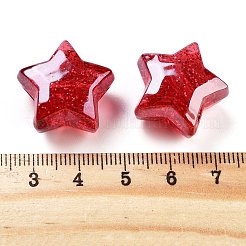 UVメッキアクリル製ヨーロピアン大穴ビーズ  クリスマステーマ  グリッターパウダー  スター  ミックスカラー  21x22x13mm  穴：4mm&nbsp;OACR-S142-02