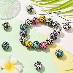 20Pcs 10 Colors Printed Wood Beads&nbsp;WOOD-FS0002-56