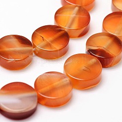 天然石カーネリアンビーズ連売り  染め＆加熱  フラットラウンド  12x4.5mm  穴：1.2mm  約33個/連  39cm&nbsp;G-N0176-01-12x4.5mm