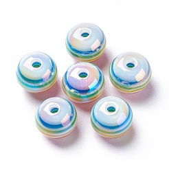 ストライプ柄樹脂ビーズ  ABカラー  ロンデル  カラフル  15.5~16x13.5~14.5mm  穴：2.5~3.5mm&nbsp;RESI-B014-01B-10