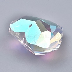 K9ガラスラインストーンチャーム  多面カット  ハート  クリスタルAB  44x45.5x27.5mm  穴：1.4mm&nbsp;X-GLAA-Q087-06