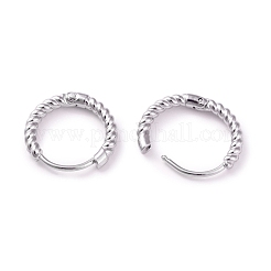 変色しない304ステンレススチールツイストロープシェイプフープピアス（女性用）  ステンレス鋼色  13.5x14x2mm  ピン：0.8mm&nbsp;EJEW-I278-01B-P