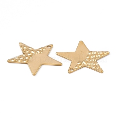 イオンプレーティング（IP）304ステンレスペンダント  星のチャーム  18KGP本金メッキ  25x26x1mm  穴：1.5mm&nbsp;STAS-B031-03G