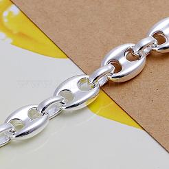 女性のための真鍮製オーバルリンクブレスレット  カニカン付き  銀色のメッキ  180x8mm&nbsp;BJEW-BB12513