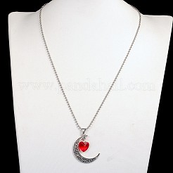 Tibetan Style Alloy Moon Pendant Necklaces&nbsp;NJEW-JN01179