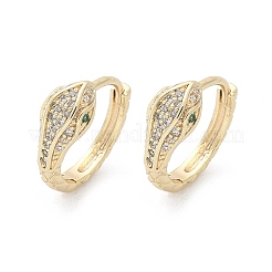 真鍮クリアキュービックジルコニアフープピアス  ヘビ  18KGP本金メッキ  15x15x6mm&nbsp;EJEW-Q014-20G