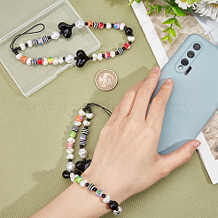 2Pcs Colorful Beads Plastic Pearl Heart Beaded Chain Moblie Straps&nbsp;AJEW-AR0001-61