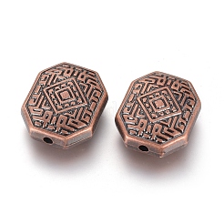 CCBプラスチックビーズ  八角形  赤銅鉱  22x18.3x8mm  穴：2mm&nbsp;CCB-O003-05R