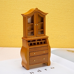 木製の本棚のミニチュア装飾品  マイクロランドスケープドールハウスアクセサリー  小道具の装飾のふりをする  ペルー  90x35x172mm&nbsp;PW-WG20F43-01