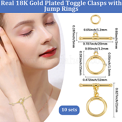 真鍮トグル留め具10セット  丸カン付き  リング  18KGP本金メッキ  バー：20x5x2mm  穴：1.2mm  リング：15x12x1.5mm  穴：1.2mm&nbsp;KK-BBC0021-07