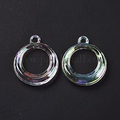 UVメッキレインボー虹色アクリルパーツ  リング  ミックスカラー  32.5x27.5x6mm  穴：3mm&nbsp;PACR-H001-08