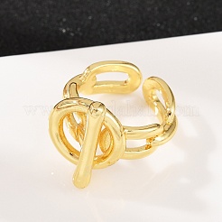 真鍮製カフリング  カドミウムフリー＆鉛フリー  形状を切り替える  18KGP本金メッキ  18mm  内径: 調節可能&nbsp;RJEW-C140-02G