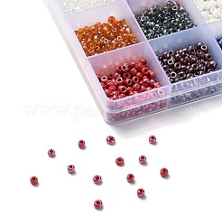 180g15色ガラスシードビーズ  光沢のある  ラウンド  ミックスカラー  6/0  4~5x2.5~4.5mm  穴：1.2~1.5mm  12 G /カラー&nbsp;SEED-JQ0003-01D-4mm
