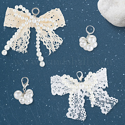 8Pcs 4 Styles ABS Imitation Pearl & Polyester Pendant Decorations&nbsp;HJEW-GF0001-53