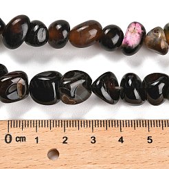 天然石黒瑪瑙ビーズ連売り  染め＆加熱  タンブルストーン  ナゲット  7.5~14x8~12x9~11mm  穴：1mm  約44個/連  14.76インチ（37.5cm）&nbsp;G-L595-B02-01