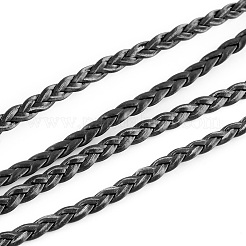 編み込み模造レザーコード  ヘリンボーンブレスレットパーツ  ブラック  5x2mm  約109.36ヤード（100m）/バンドル&nbsp;LC-S002-5mm-02