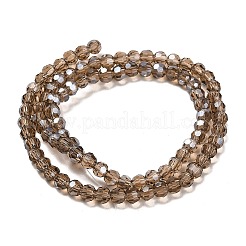 透明ガラスビーズ  32ファセット  ABカラーメッキ  ラウンド  ダークカーキ  4.5x4mm  穴：1mm  約87~93個/連  32~33cm&nbsp;EGLA-A035-T4mm-B16