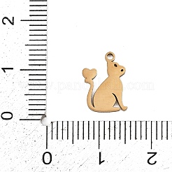 ステンレススチールチャーム201個  ハートチャームの猫  レーザー切断  ゴールドカラー  12x8x1mm  穴：1.2mm&nbsp;STAS-Z155-03G