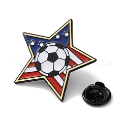 サッカーをテーマにしたエナメルブローチ  バックパックや衣類用の黒色合金製ラペルピンバック  スター  33x34.5mm&nbsp;AL-I003-04EB-02