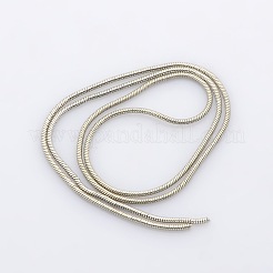 真鍮製の丸いスネークチェーン  プラチナ  1mm&nbsp;X1-CHC-L002-03