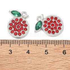 合金ラインストーンペンダント  さくらんぼのチャーム  プラチナ  16.5x14x3mm  穴：1.4mm&nbsp;FIND-C087-03A-P