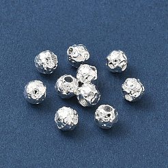 304ステンレス鋼製、槌目仕上げの丸型スペーサービーズ  イオンプレーティング（ip）  銀  5mm  穴：2mm&nbsp;SA-CBA37BC-01A-S