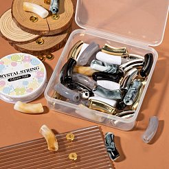 DIYジュエリー作成キット  カーブチューブccbプラスチックおよびアクリルビーズを含む  真鍮製スペーサービーズ  弾性水晶の線  ミックスカラー  チューブビーズ：42個/セット&nbsp;DIY-LS0003-83A